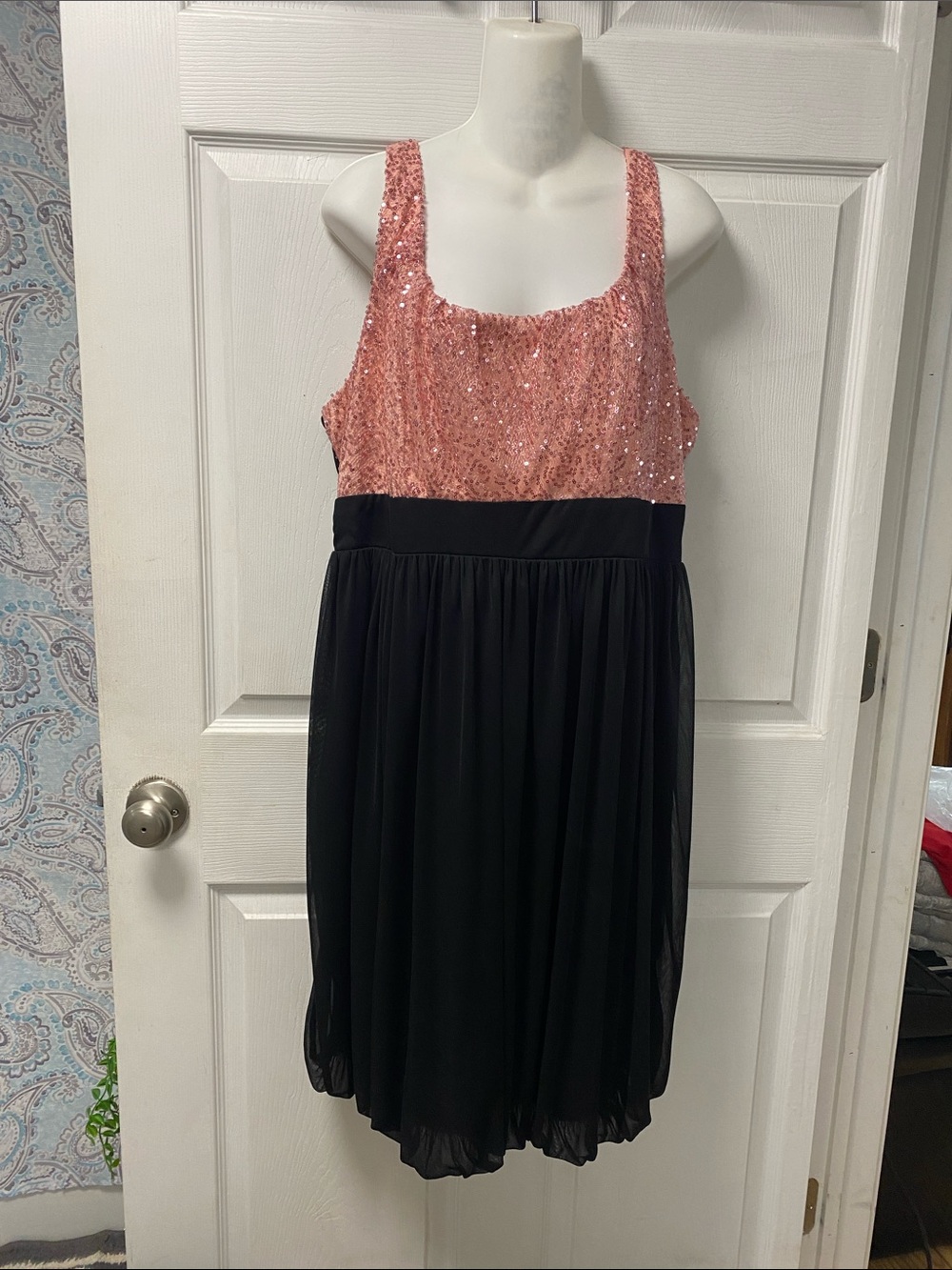 Rose Sequin Bodice Black Chiffon Formal Dress From Maurices